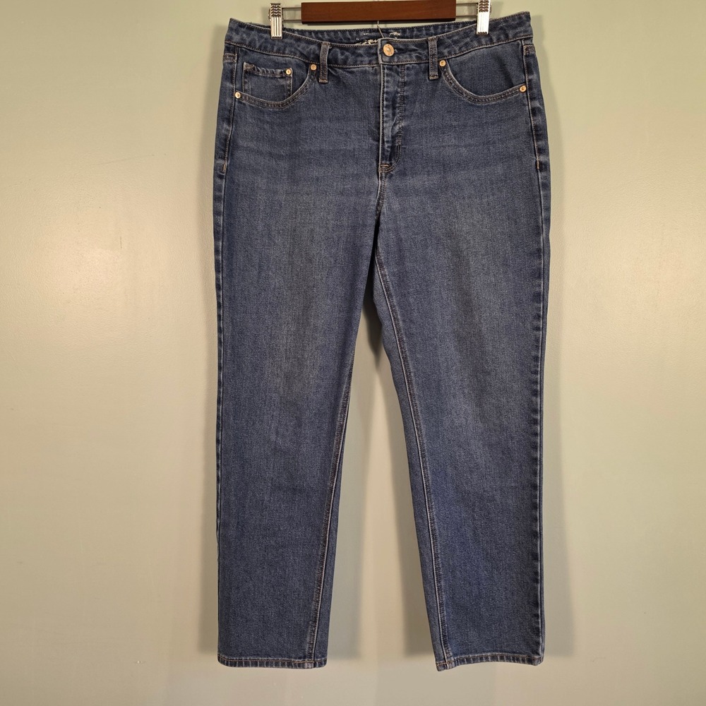 Seven7 Womens Blue High Rise Straight Leg Jeans Size 12 Medium Wash RN 109890